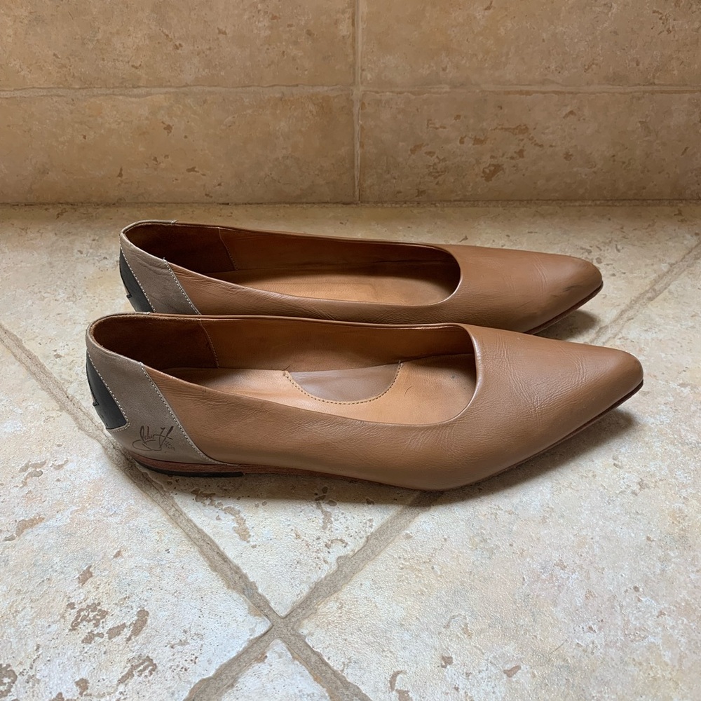 John Fluevog Brown Leather Flats